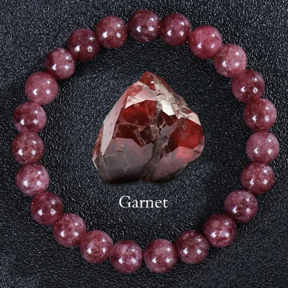 Red Garnet Beaded Gemstone Friendship Love Protection Natural Stone Bracelet NEW - Picture 3 of 3